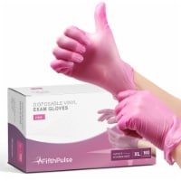 FifthPulse Disposable Vinyl Exam Gloves, Pink, Box of 100 - Powder-Free, Latex-Free