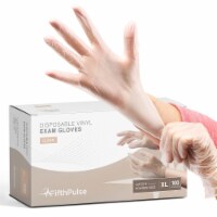FifthPulse Disposable Vinyl Exam Gloves, Clear, Box of 100 - Powder-Free, Latex-Free