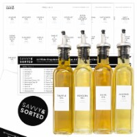 Savvy & Sorted White Oil Labels for Bottles | Minimalist Pantry Labels Preprinted for Oil Dis