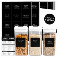 Savvy & Sorted 180 Kitchen Pantry Labels for Food Containers | Black Minimalist Food Labels f