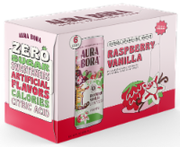 Aura Bora™ Raspberry Vanilla Sparkling Water Cans Perspective: Main