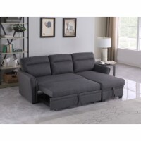 Devion Furniture Fabric Sectional Sofa Pull Out Sleeper Bed in Gray