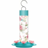 Nature's Way Glass Charming Peony Decorative Hummingbird Feeder - Blue