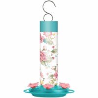 Nature's Way Glass Charming Peony Decorative Hummingbird Feeder - Blue