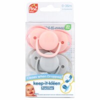 RaZbaby Keep-It-Kleen Pacifier 0-36m Pink & Gray - 2 Pacifiers