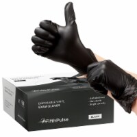 FifthPulse Disposable Vinyl Exam Gloves, Black, Box of 50 - Powder-Free, Latex-Free