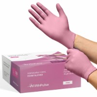 FifthPulse Disposable Vinyl Exam Gloves, Pink, Box of 50 - Powder-Free, Latex-Free
