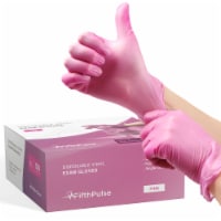 FifthPulse Disposable Vinyl Exam Gloves, Pink, Box of 50 - Powder-Free, Latex-Free