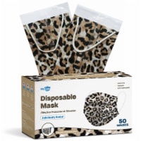 WeCare  Individually Wrapped Disposable Face Masks, 50 Pack, Jaguar Print