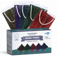 WeCare Individually Wrapped Face Masks, Pack of 50, Jewel Print