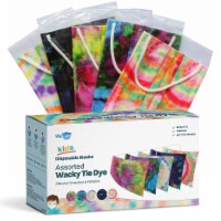 WeCare Individually Wrapped Kids Face Masks, Pack of 50, Crazy Tie Dye Print