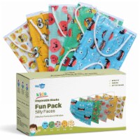 WeCare Individually Wrapped Kids Face Masks, Pack of 50, Assorted Silly Faces