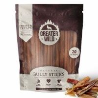 Greater Wild 6 Single-Ingredient Beef Bully Sticks, All-Natural Dog Treats - 20 Sticks