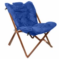 Zenithen Indoor Wood Butterfly Folding Accent Chair Dorms, Bedrooms, and Living Rooms, Blue