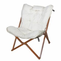 Zenithen Indoor Wood Butterfly Folding Accent Chair For Dorms, Bedrooms, Living Rooms, White