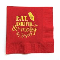 Eat, Drink & Be Merry Christmas Cocktail Napkin
