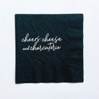 Cheers, Cheese & Charcuterie Black Cocktail Napkin