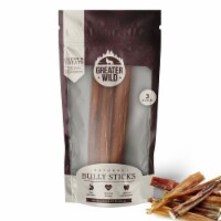 Greater Wild 6  Single-Ingredient Beef Bully Sticks, All-Natural Dog Treats - 3 Sticks