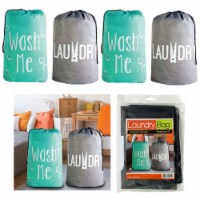 4 Pc Nylon Laundry Bags Heavy Duty Jumbo Size Wash Clothes College Gym 22 x36