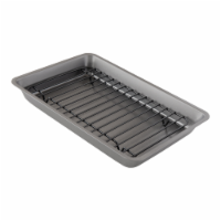 Chef Pomodoro Nonstick Carbon Steel Small Roasting Pan Roaster with Flat Rack, 11 x 7.7-Inch,