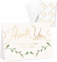 Thank You Wedding Cards with Envelopes & Stickers, 100 Bulk Pack, Gold Foil