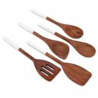 Chef Pomodoro Cooking Wooden Utensils, Spoons, Spatula for Kitchen, 5-Piece Set, 12" (White)