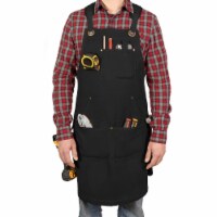 PD Canvas Woodworking Tool Apron with Shoulder Pads, Black, Cross-Back 9 Tool Pockets