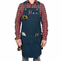 PD Canvas Woodworking Tool Apron with Shoulder Pads, Blue, Cross-Back 9 Tool Pockets