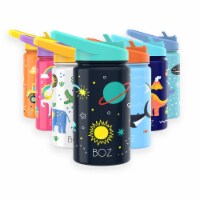 BOZ Kids Insulated Water Bottle with Straw Lid, Stainless Steel Double Wall-Space