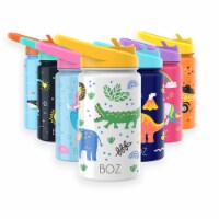 BOZ Kids Insulated Water Bottle with Straw Lid, Stainless Steel Double Wall (Safari)