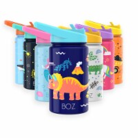 BOZ Kids Insulated Water Bottle with Straw Lid, Stainless Steel Vacuum (Dinosaur)