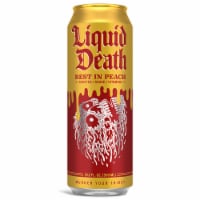 Liquid Death, Rest in Peach Iced Tea, Peach Flavored Back Tea Perspective: Main