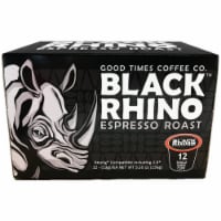 Black Rhino Espresso Roast Coffee, Single Serve Cups for Keurig K-Cup Pod Brewers, 12 Count