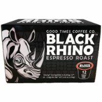 Black Rhino Espresso Roast Coffee, Single Serve Cups for Keurig K-Cup Pod Brewers, 12 Count