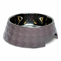 JoJo Modern Pets Diamond Melamine Stainless Steel Dog Bowl - Wood Rose, 12 Oz