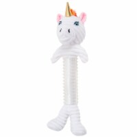 JoJo Modern Pets Whimsical Corduroy Unicorn Squeaking Dog Toy with Rubber Protrusion