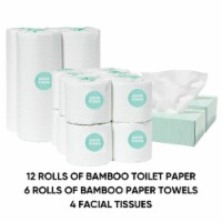 Cloud Paper 12 Bamboo Toilet Paper, 3 Paper Towel, and 2 Facial Tissue Bundle