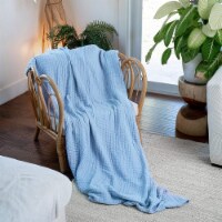 Muslin Blanket for Adults, Extra Large Twin 90” x 66” (Sky Blue)