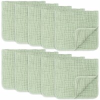 Muslin Burp Cloths 6 Pack Large 100% Cotton Hand Washcloths (Sage, Pack of 10)