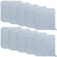Baby Washcloths, Muslin Cotton Baby Towels, Large 10”x10” (Slate, Pack of 10)
