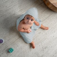 Baby Hooded Muslin Cotton Towel 2 pack  Ultra Soft Warm Absorbent By Comfy Cubs (Slate Grey)