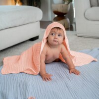 Baby Hooded Muslin Cotton Towel 2 pack Ultra Soft Warm Absorbent By Comfy Cubs (Lace Pink)