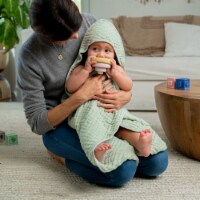 Baby Hooded Muslin Cotton Towel 2 pack Ultra Soft Warm Absorbent By Comfy Cubs (Sage)