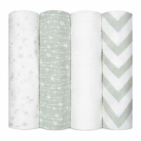 Muslin Swaddle Blankets Neutral Receiving Blanket by Comfy Cubs (Green)