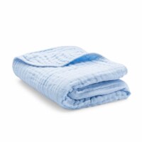 Muslin Blanket for Adults, Extra Large Throw 50” x 60” (Sky Blue)
