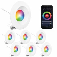 6 In. WiFi Smart 12W 1100LM Thin Recessed Retrofit LED Light/Google, Wet Rated (6 Pack)
