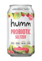 Humm Kombucha® Probiotic Raspberry Lime Flavored Seltzer Water Cans Perspective: Main