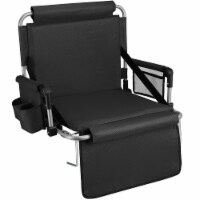Alpcour Stadium Seat - Foldable, Padded, Backrest, Armrest, Pockets, Cup Holder
