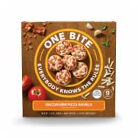 One Bite Bacon Mini Pizza Bagels