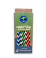 Surge Red Blue and Green Striped Unwrapped Jumbo Paper Straws